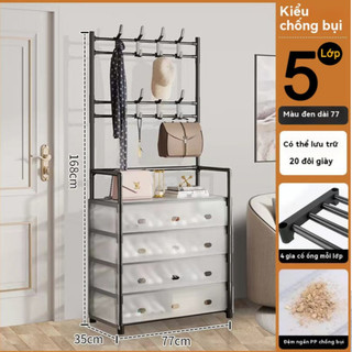 kệ để giày dép SIZE TO 77CM  KHUNG THÉP có nắp đậy 4/5 tầng giá để giày dép  có móc treo tiên lợi