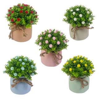 Chậu cây hoa cỏ giả bằng nhựa 12cm kèm chậu thắt dây gai để bàn làm việc decor trang trí nhà cửa văn phòng quán cafe
