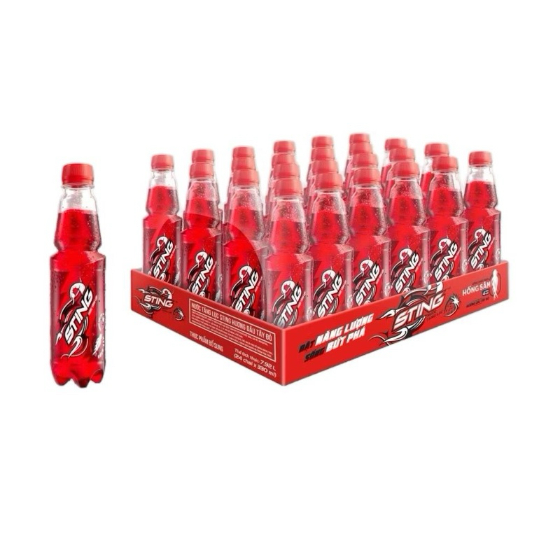 Nước tăng lực Sting thùng 24 chai Sting đỏ hương dâu 330ml/ Sting vàng 330ml