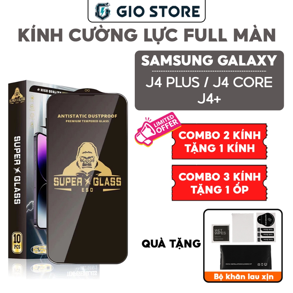 Kính Cường Lực Full Màn Samsung Galaxy J4 Plus / J4 Core / J4+ | Miếng dán bảo vệ màn hình SS