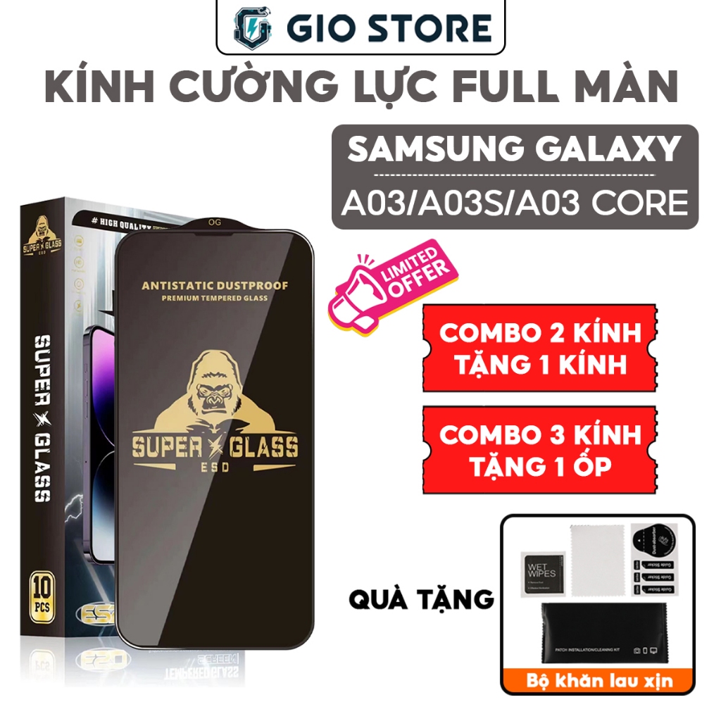 Kính Cường Lực Full Màn Samsung Galaxy A03 / A03S / A03 Core | Miếng dán bảo vệ màn hình SS