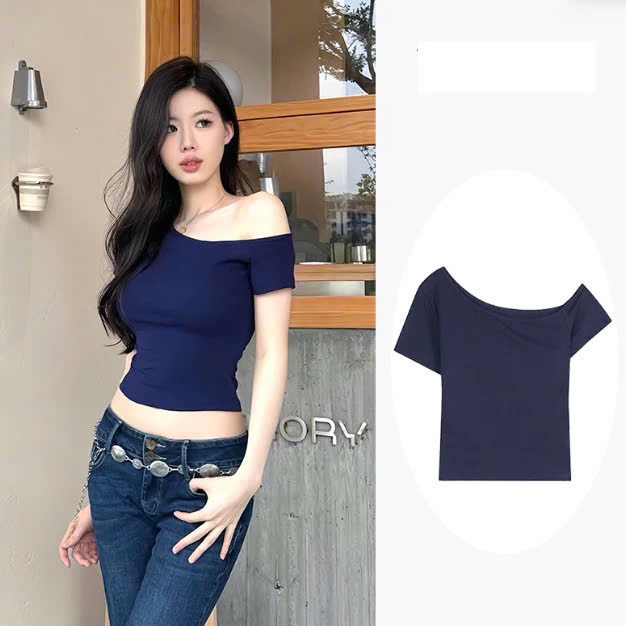 Áo Thun Ngắn Tay Lệch Vai Form Ôm Quyến Rũ Dành Cho Nữ Mùa Hè Phong Cách Mới MA124