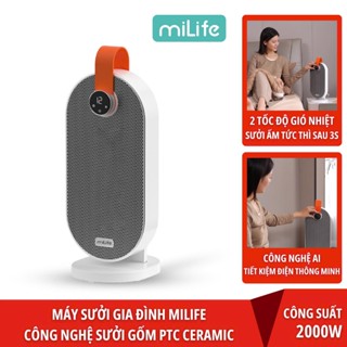 Máy, Quạt sưởi gốm Mini Milife không làm khô da, sưởi ấm phòng nhanh với 2 tốc độ gió nhiệt