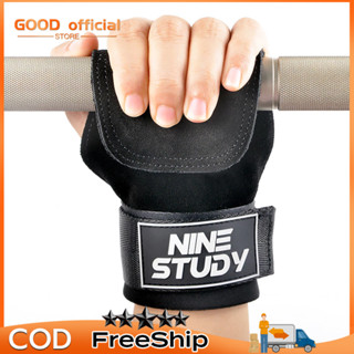 Găng Tay Tập GYM Hở Mu Bàn Tay Lifting Grips NINE STUDY - Dây Kéo Lưng-Lifting Grips