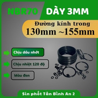 Gioăng N70 dày 3mm (lỗ trong từ 130mm đến 155mm ) chịu dầu nhớt nhiệt 120 độ