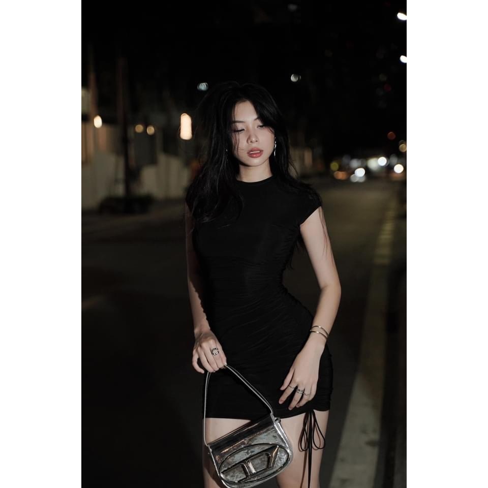 [Annastore] {NHẬP MÃ VOUCHER) Váy cổ tròn rút hai bên cập nhật xu hướng trendy thịnh hành