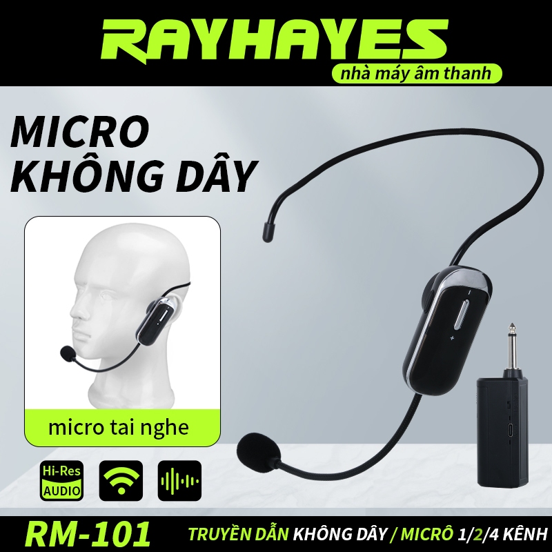 RAYHAYES Micro ve áo không dây cho giảng dạy Mic đeo đầu chuyên nghiệp