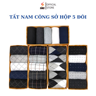 Tất Cao Cổ Nam Đi Giày Tây, Tất Vớ Nam Công Sở Hoạ Tiết Vintage Lịch Lãm, Sợi cotton Cao Cấp Có Hộp Sang Trọng