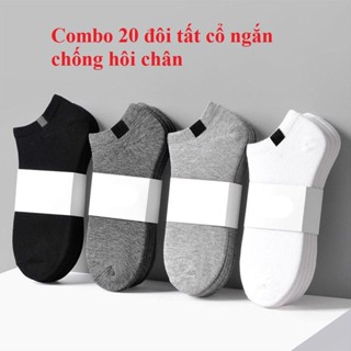 Lố 20 Đôi Tất ngắn nam Vớ thấp cổ 4 màu trơn chống hôi chân Mix màu COmbo 20 đôi tất chống hôi chân 