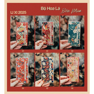  Bao lì xì tết 2025 lì xì cỏ hoa lá 4 mùa 2025 tết Ất Tỵ giấy C150 cán màn dày dặn cao cấp 