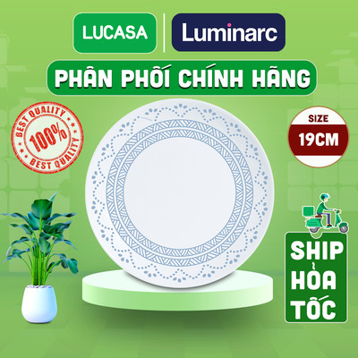 Bộ 6 Đĩa Thủy Tinh Cường Lực Luminarc Diwali Geomatric Blue 19cm - BOL6537 | Phân Phối Chính Hãng