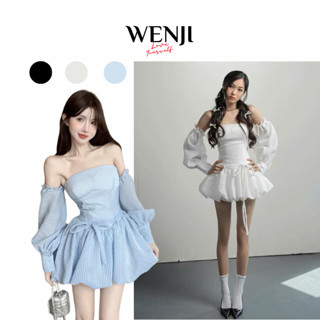 Set Váy Đầm Bí Tay Rời Wenji Store Kèm Quần Đầm Cúp Ngực Công Chúa Dễ Thương Tôn Dáng Đi Chơi Đi Tiệc Cực Xinh
