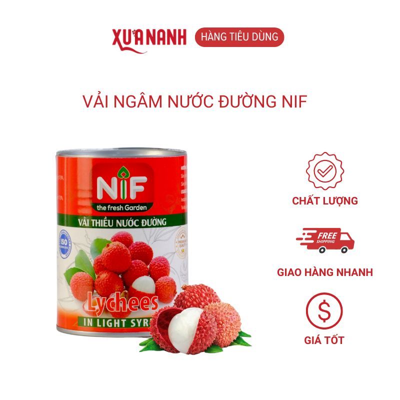 Vải thiều ngâm nước đường NIF- Vải tim ngâm nước đường hộp 560g