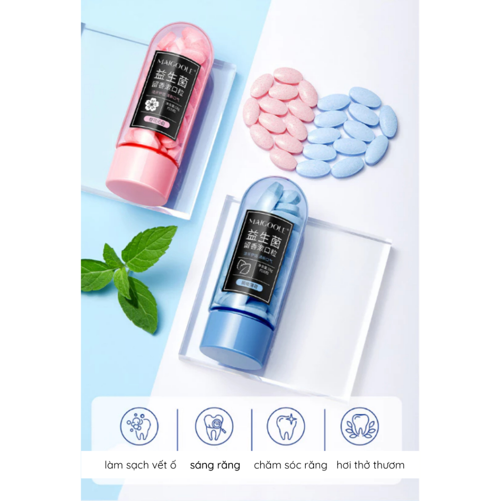 Viên Kem Đánh Răng HAPIKO MAIGOOLE - Viên Nhai Giúp Hơi Thở Thơm Mát, Trắng Răng, Viên Sủi Bọt Làm Sạch Răng Nhanh