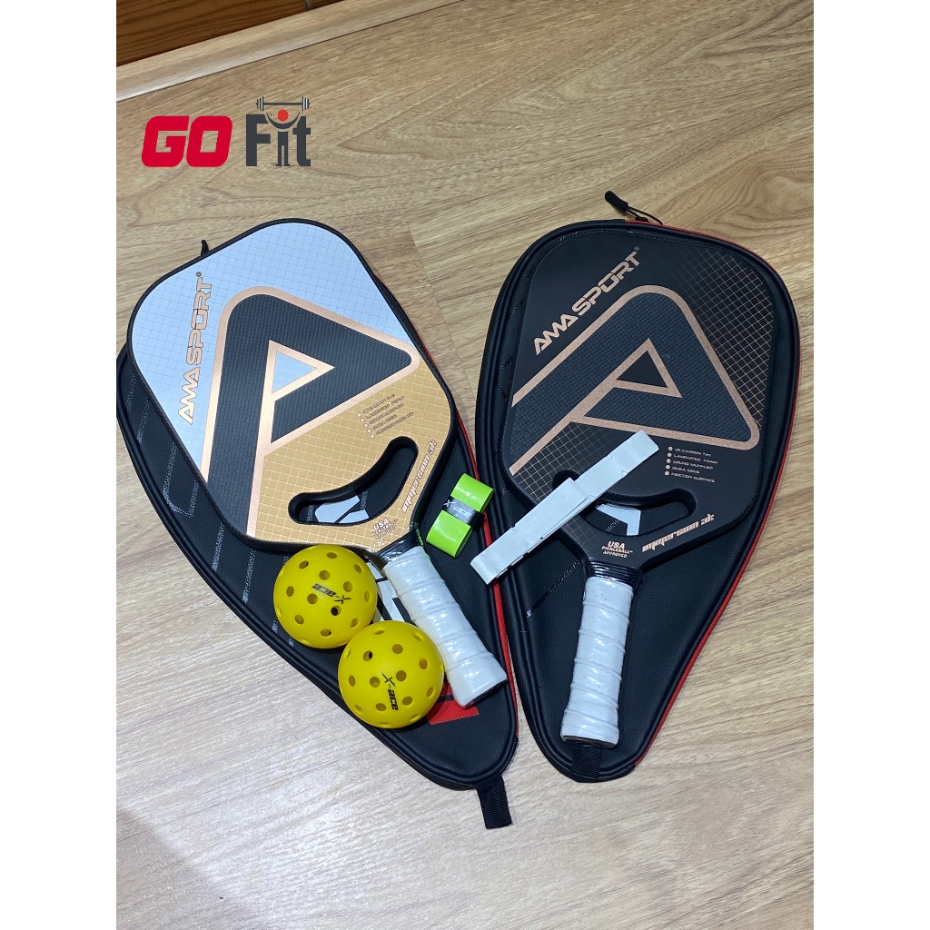 Vợt Pickleball AMA PP002 cao cấp, chính hãng từ thương hiệu AMA Sport mặt 3k carbon Tặng kèm bao vợt