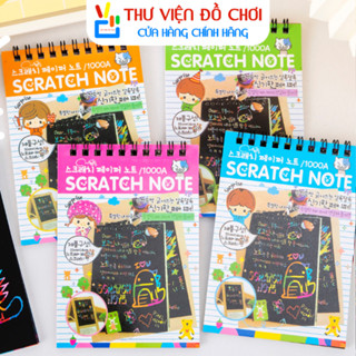 Sổ Vẽ Ma Thuật Kèm Bút Tre - SCRATCH NOTE- Sổ Cạo, Tranh Cạo Màu Đen - Thư Viện Đồ Chơi