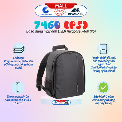 [HỎA TỐC] Balo đựng máy ảnh DSLR Rivacase 7460 (PS) - Hàng chính hãng