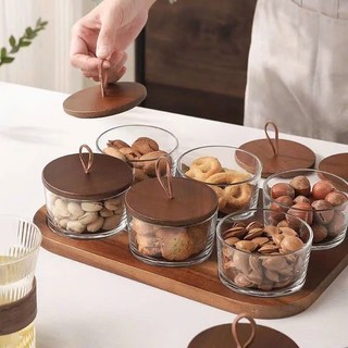 BỘ ĐỰNG HẠT, MỨT TẾT KHAY GỖ
