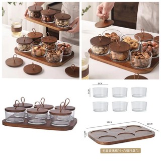 BỘ ĐỰNG HẠT, MỨT TẾT KHAY GỖ