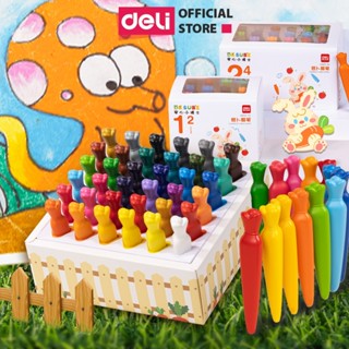 Bộ Bút Sáp Màu Hữu Cơ An Toàn Cho Bé Deli - Không Dính Tay - Tập Vẽ Tranh Tô Màu Mỹ Thuật Cho Học Sinh Mẫu Giáo Tiểu Hoc