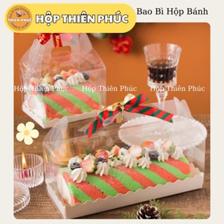 10 Hộp mica trong suốt đựng bánh kem cuộn trái cây - bánh bông lan cuộn