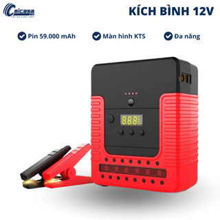 Bộ kích bình ô tô 12v tích hợp bơm lốp ô tô 59800mAh có đèn chiếu sáng ban đêm và sạc dự phòng