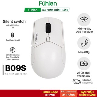 Chuột không dây Gaming Fuhlen B09s Dual Modes Silent Switch Giảm Ồn DPI 4000 màu Trắng - Chính Hãng Bảo Hành 2 Năm