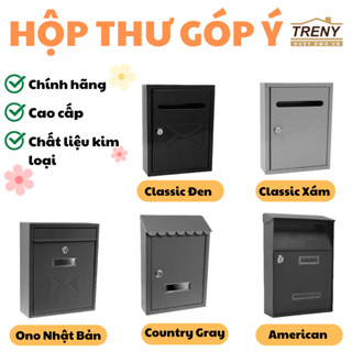 Hộp thư kim loại, hộp thư góp ý - kim loại cao cấp , hai tông màu xám và đen sang trọng