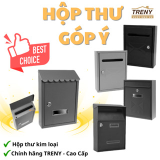 TRENY Hộp thư treo tường - có ổ khóa bảo mật an toàn - Đen trơn/ Đen nhám/ Màu xám có mái che