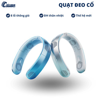 Quạt đeo cổ cao cấp siêu mát, quạt treo cổ pin siêu khoẻ  thông gió làm mát đa chiều AI chống rối tóc
