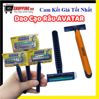 SET 12 Dao Cạo Râu Nam Lưỡi Kép Cán Xanh Cao Su Tay Cầm Chắc Chắn Siêu Tiết Kiệm Không Đau Rát Da#