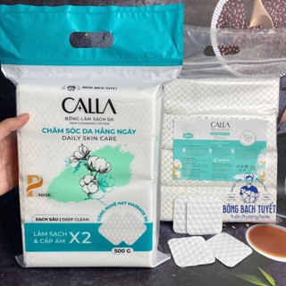 Bông Tẩy Trang Bạch Tuyết làm sạch sâu Calla Hạt Massage gói 500g ( Bông bạch Tuyết )