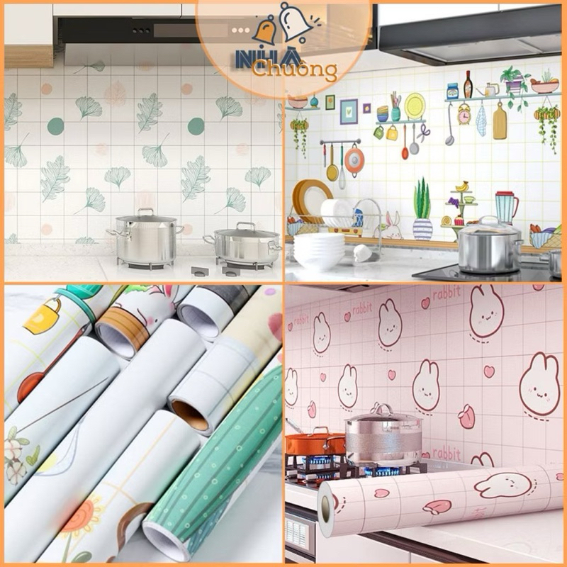 Giấy dán bếp cao cấp, decal dán bếp tráng nhôm chống thấm nước, chịu nhiệt cao