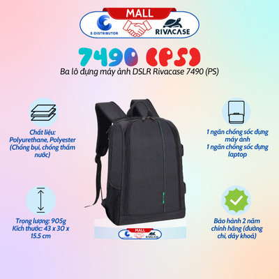 [HỎA TỐC] Balo đựng máy ảnh DSLR Rivacase 7490 (PS) - Hàng chính hãng