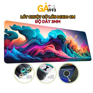 Lót chuột dày 3mm, lót chuột cỡ lớn 80x30cm Deskmat hoa văn,phong cảnh,vũ trụ mặt vải in sắc nét