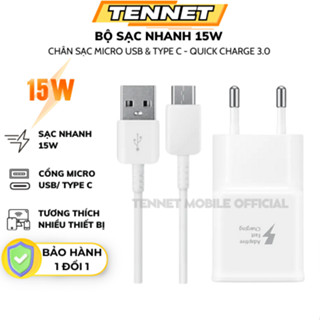 Bộ Sạc Nhanh Samsung 15W Jack Type C, Cáp Sạc Type C Và Củ Sạc Nhanh Dùng Cho Điện Thoại/Pin Dự Phòng/Thiết Bị Gia Dụng