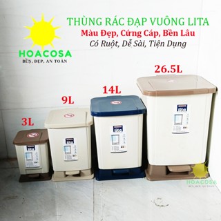 Thùng Rác Đạp Vuông Lita Có Ruột Nhựa Hiệp Thành- Cứng Cáp, Đẹp Gọn, Bền Lâu-Đồ Gia Dụng Hoacosa
