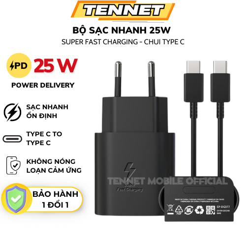 Bộ Củ và Dây Cáp Sạc Nhanh Samsung 25W Type C Cao Cấp, Sạc Siêu Nhanh Cho A30/A32/A34/A35/A50/A52/A54/A55/S22/S23/S24