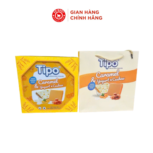 Bánh Tipo trứng sữa chua hạt điều & caramel, hộp 300g (có túi giấy làm quà tết)