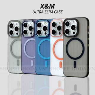 Ốp Lưng Nhám Mờ X&M Ultra Slim Case Vân Sọc Chống Bám Vân Tay, Chống Trượt Hỗ Trợ Sạc Không Dây 16 Pro Max/ 15/14/13/12