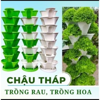 [6 chậu] Chậu tháp trồng rau cây cảnh tiết kiệm diện tích,chất liệu nhựa cáo cấp bền đẹp