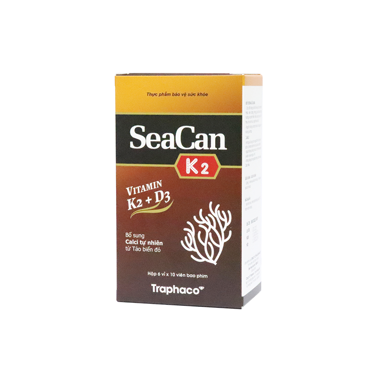 Seacan K2+D3 L60 viên – Bổ sung Canxi tự nhiên từ Tảo biển đỏ