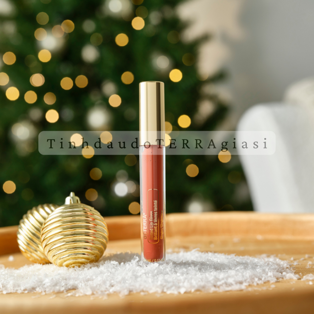 doTERRA Tinted Lip Gloss - Son bóng có màu siêu dưỡng ẩm—kết hợp với tinh dầu Bạc Hà Nhật Bản, Cam R