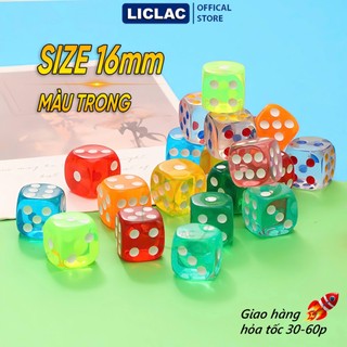Xí Ngầu Màu Trong Size 16mm nhiều màu sắc lựa chọn - Xúc Xắc giải trí beer club, boardgame XN-MTR16
