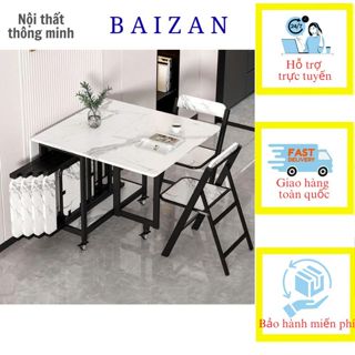 Bộ bàn ăn gấp gọn thông minh gỗ MDF lõi xanh dày 17mm, Bàn ăn tròn xếp gọn khung sắt tĩnh điện BZ608