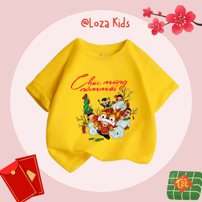 Áo Tết cho bé mẫu mới 2026 - Áo thun cho bé trai, bé gái size từ 15-40kg Loza Kids AT2971
