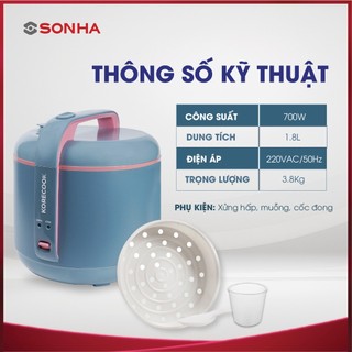 [Chính Hãng] Nồi Cơm Điện Cao Cấp 1.8L KoreCook - Kiểu dáng Hàn Quốc hiện đại - Công nghệ nấu 3D giúp cơm dẻo ngon