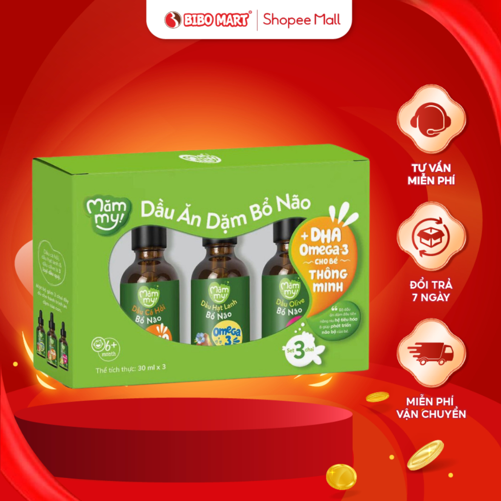 Set 3 Dầu Ăn Dặm Mămmy Dầu Cá Hồi Dậu Hạt Lanh Dầu Olive Chiết Xuất Tự Nhiên Cao Cấp Cho Bé Từ 6 Thá