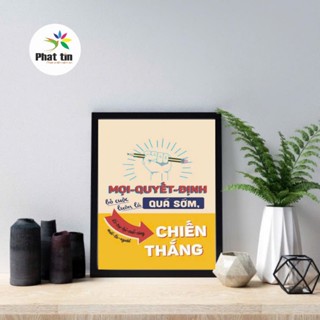  100+ Tranh slogan tạo động lực có khung kèm đinh treo trang trí bàn làm việc văn phòng góc học tập kích thước 15x20cm 