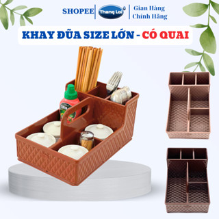 Khay đựng đũa muỗng, gia vị ống đũa muỗng có quai size lớn 30x20x15 dành cho quán ăn Nhựa Thắng Lợi